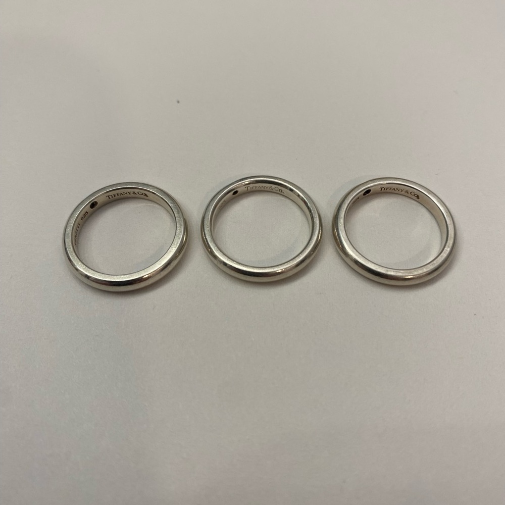 3 Tiffany & Co. Sterling Silver 925 Stacking Rings Sapphire & Diamond size 3 3/4 - Picture 3 of 6